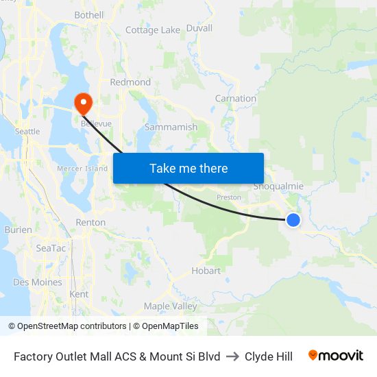 Factory Outlet Mall ACS & Mount Si Blvd to Clyde Hill map