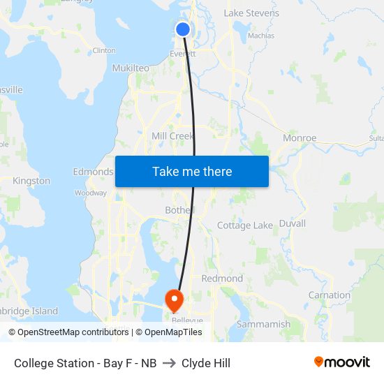 College Station - Bay F - NB to Clyde Hill map