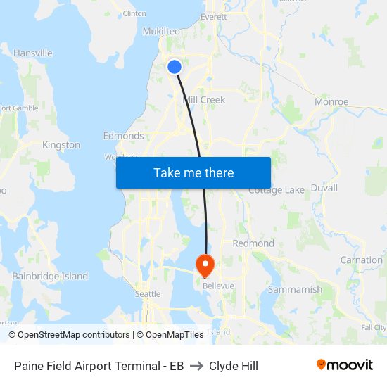 Paine Field Airport Terminal - EB to Clyde Hill map