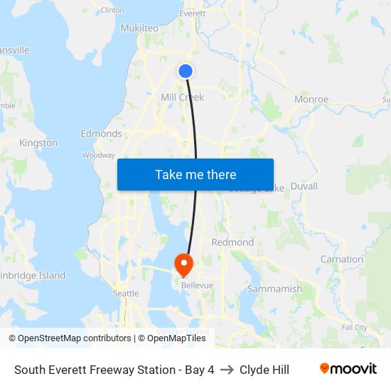 South Everett Freeway Station - Bay 4 to Clyde Hill map