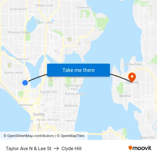 Taylor Ave N & Lee St to Clyde Hill map