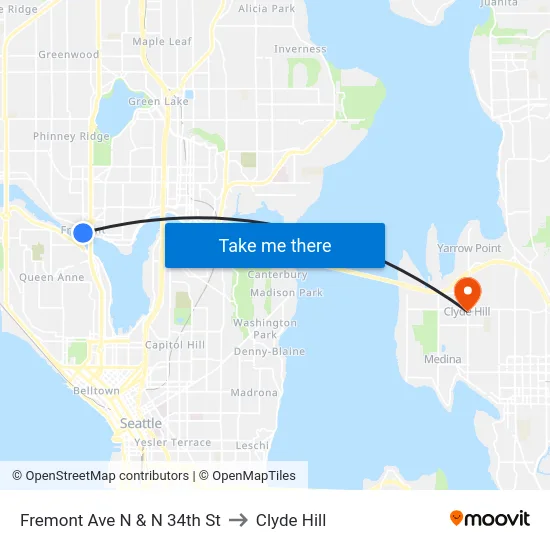 Fremont Ave N & N 34th St to Clyde Hill map