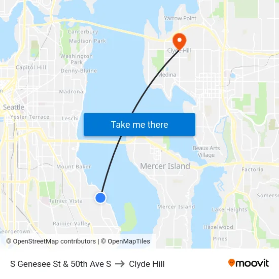 S Genesee St & 50th Ave S to Clyde Hill map