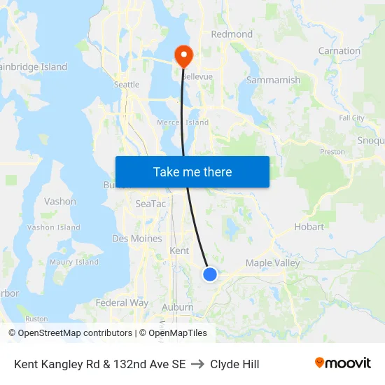 Kent Kangley Rd & 132nd Ave SE to Clyde Hill map