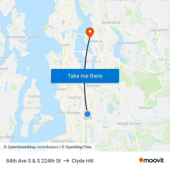 84th Ave S & S 224th St to Clyde Hill map