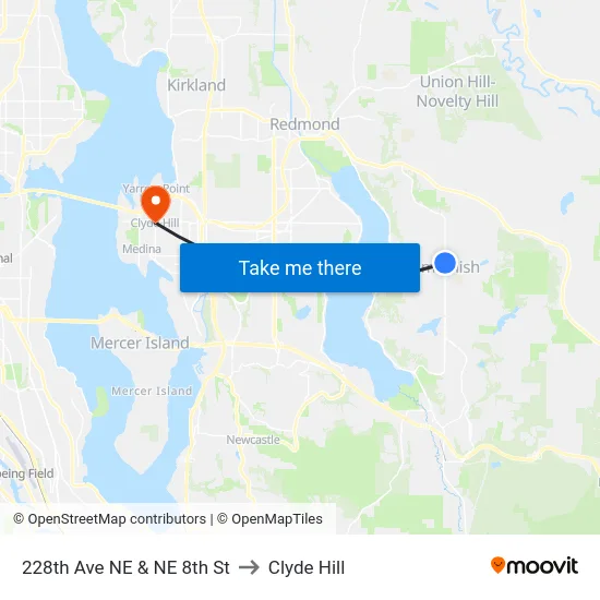 228th Ave NE & NE 8th St to Clyde Hill map
