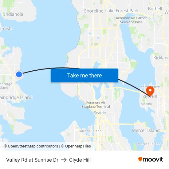 Valley & Sunrise to Clyde Hill map