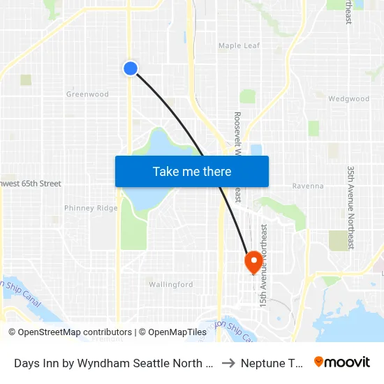 Days Inn by Wyndham Seattle North of Downtown to Neptune Theatre map