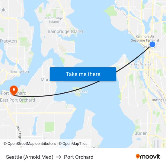 Seattle (Arnold Med) to Port Orchard map