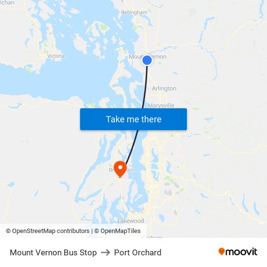 Mount Vernon Bus Stop to Port Orchard map