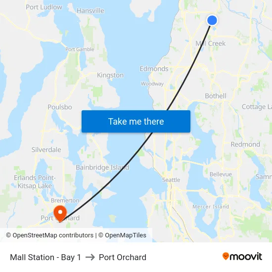 Mall Station - Bay 1 to Port Orchard map