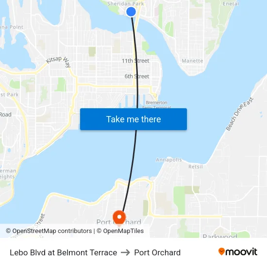 Lebo Blvd at Belmont Terrace to Port Orchard map