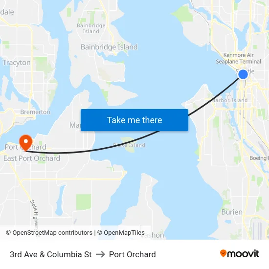 3rd Ave & Columbia St to Port Orchard map