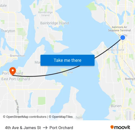 4th Ave & James St to Port Orchard map