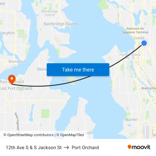 12th Ave S & S Jackson St to Port Orchard map