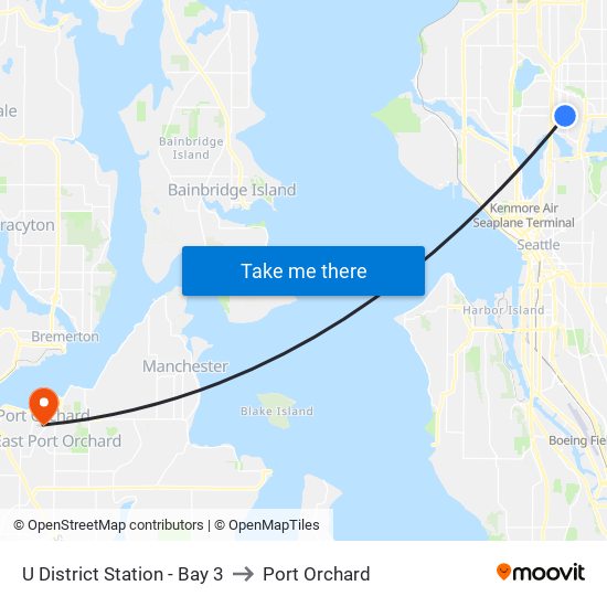 U District Station - Bay 3 to Port Orchard map