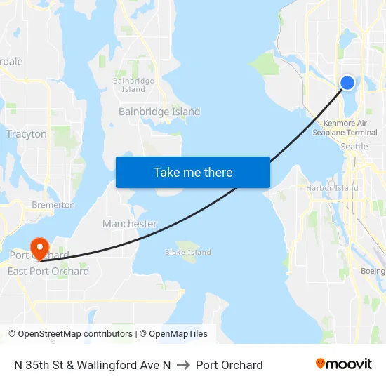 N 35th St & Wallingford Ave N to Port Orchard map