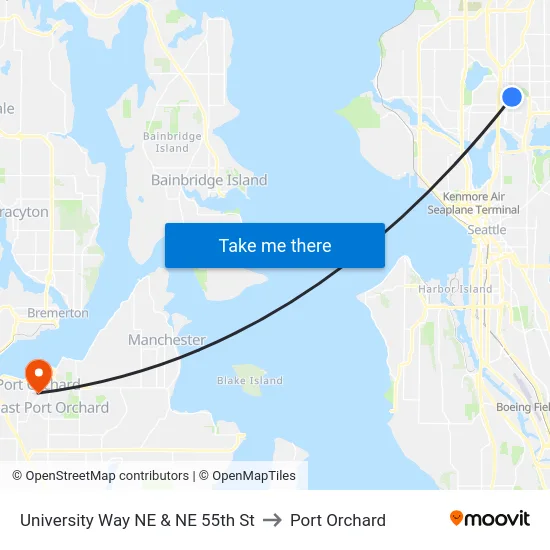University Way NE & NE 55th St to Port Orchard map