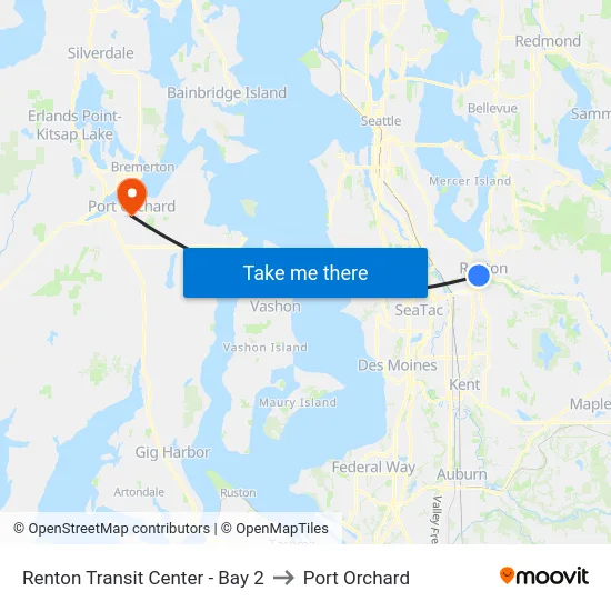 Renton Transit Center - Bay 2 to Port Orchard map