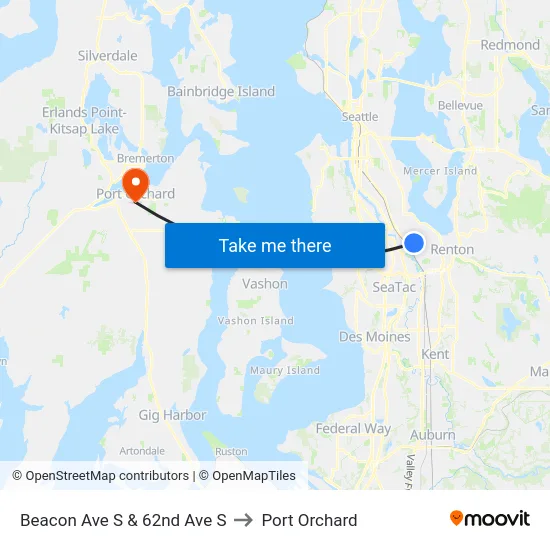 Beacon Ave S & 62nd Ave S to Port Orchard map