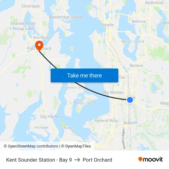 Kent Sounder Station - Bay 9 to Port Orchard map