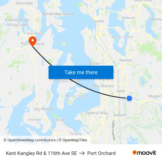 Kent Kangley Rd & 116th Ave SE to Port Orchard map