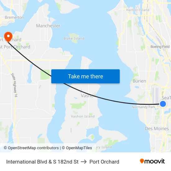 International Blvd & S 182nd St to Port Orchard map