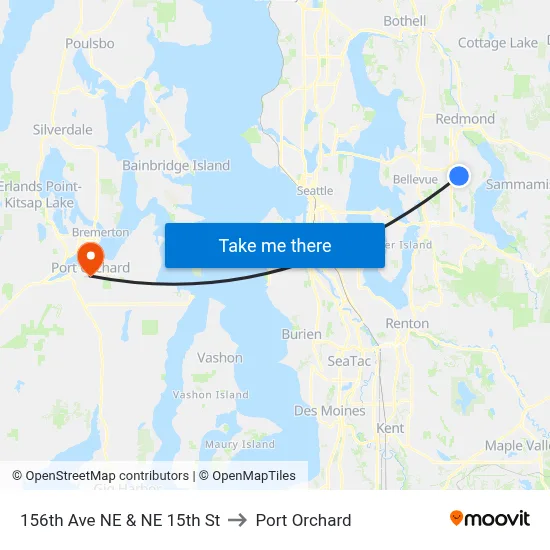 156th Ave NE & NE 15th St to Port Orchard map