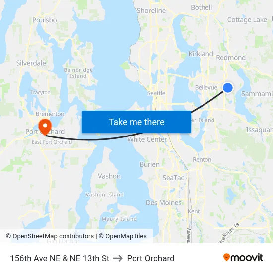 156th Ave NE & NE 13th St to Port Orchard map