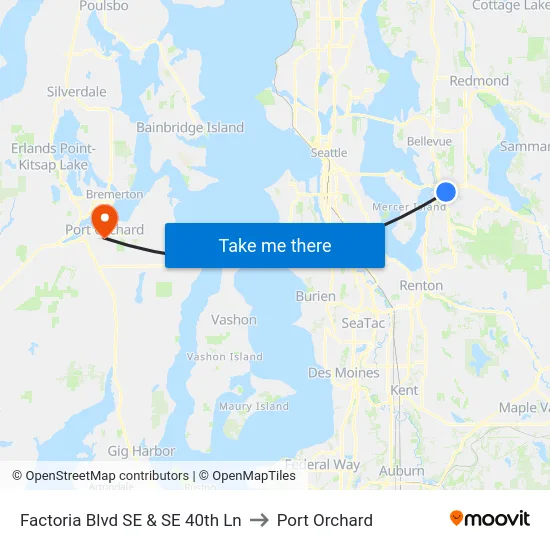 Factoria Blvd SE & SE 40th Ln to Port Orchard map