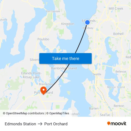 Edmonds Station to Port Orchard map