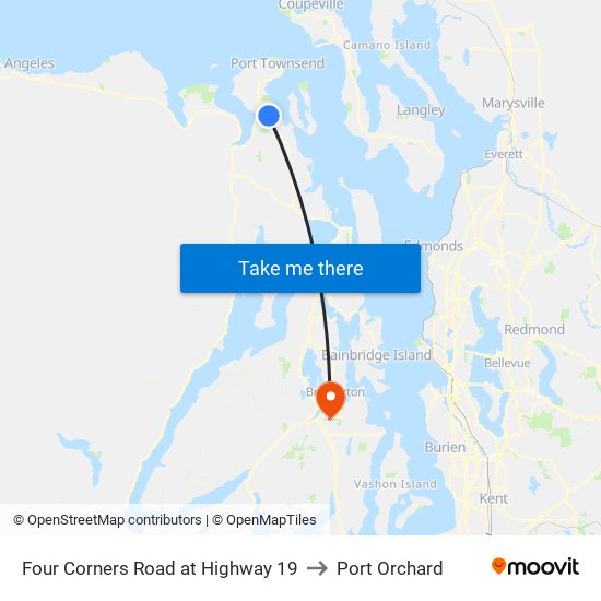 Four Corners Road at Highway 19 to Port Orchard map
