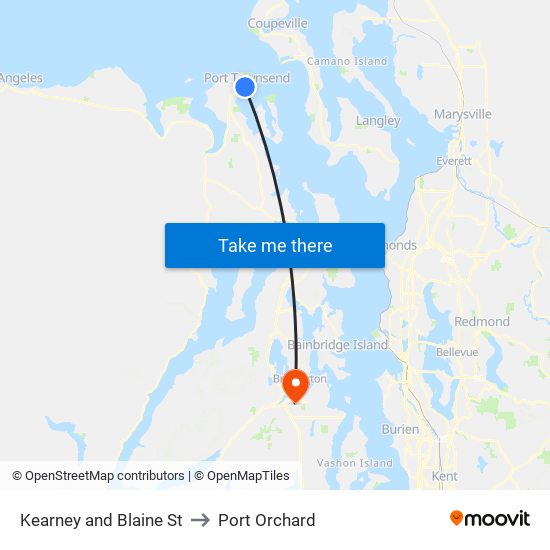 Kearney and Blaine St to Port Orchard map