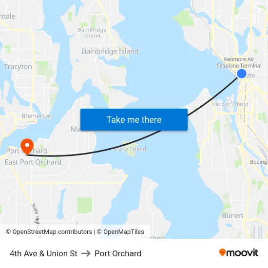 4th Ave & Union St to Port Orchard map