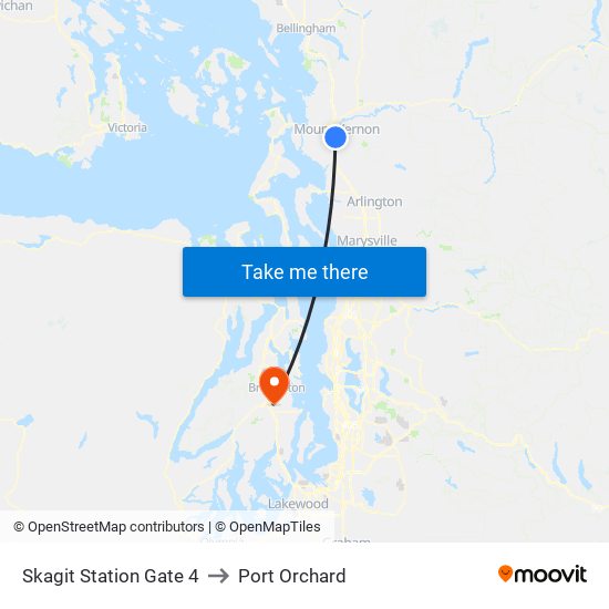 Skagit Station Gate 4 to Port Orchard map