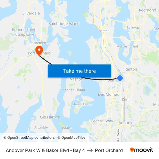 Andover Park W & Baker Blvd - Bay 4 to Port Orchard map