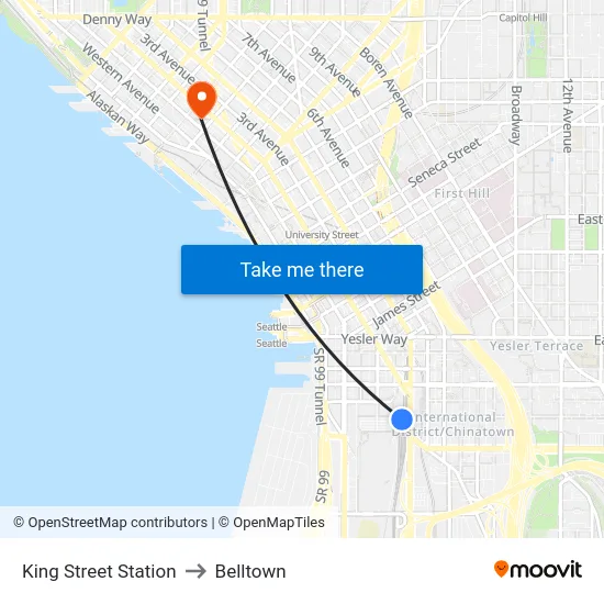 King Street Station to Belltown map