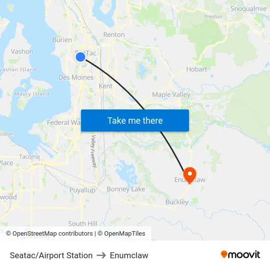 Seatac/Airport Station to Enumclaw map