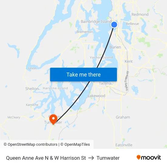 Queen Anne Ave N & W Harrison St to Tumwater map