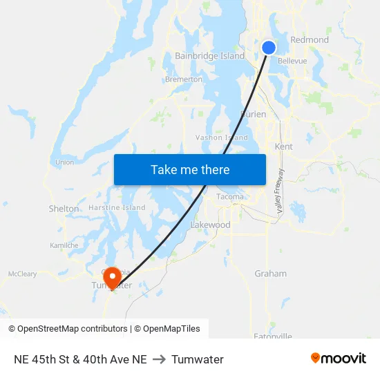 NE 45th St & 40th Ave NE to Tumwater map