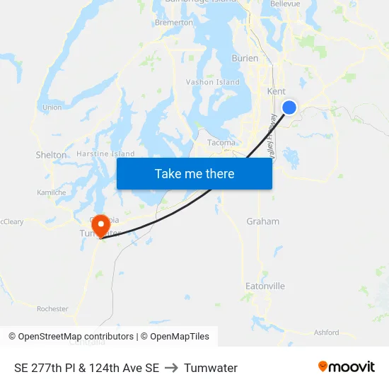 SE 277th Pl & 124th Ave SE to Tumwater map