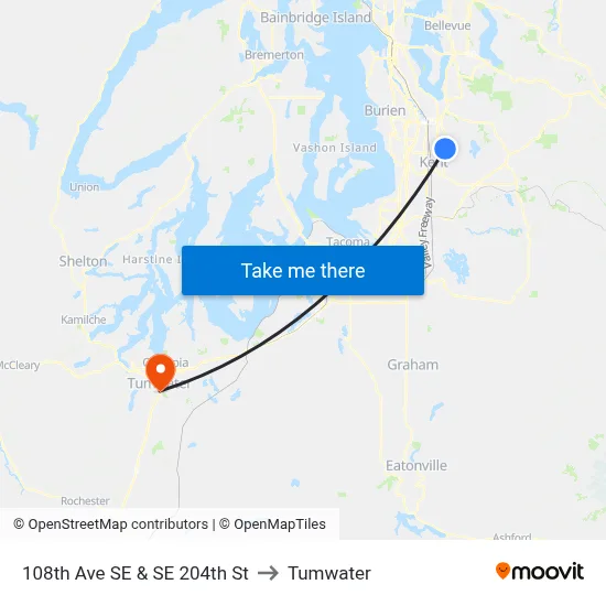 108th Ave SE & SE 204th St to Tumwater map