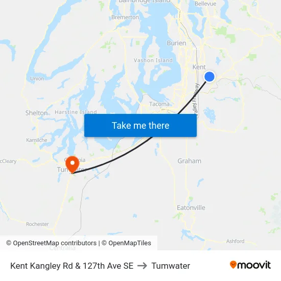 Kent Kangley Rd & 127th Ave SE to Tumwater map