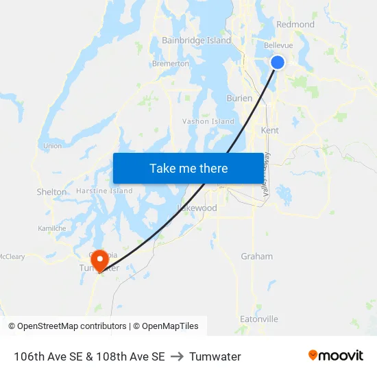 106th Ave SE & 108th Ave SE to Tumwater map