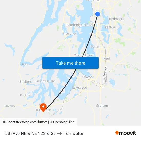 5th Ave NE & NE 123rd St to Tumwater map