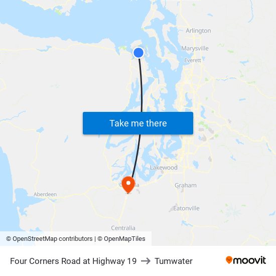 Four Corners Road at Highway 19 to Tumwater map