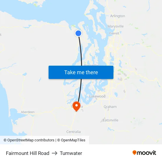 Sr 20 & Fairmount Hill Rd to Tumwater map