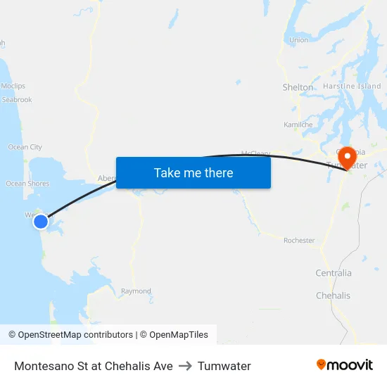 Montesano St at Chehalis Ave to Tumwater map