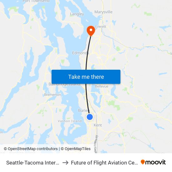 Seattle-Tacoma International Airport to Future of Flight Aviation Center & Boeing Tour map