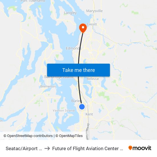 Seatac/Airport Station to Future of Flight Aviation Center & Boeing Tour map